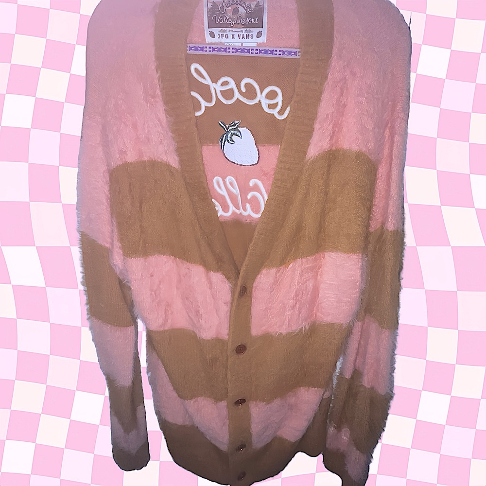 Vans Pink and Tan Cardigan with Stripes